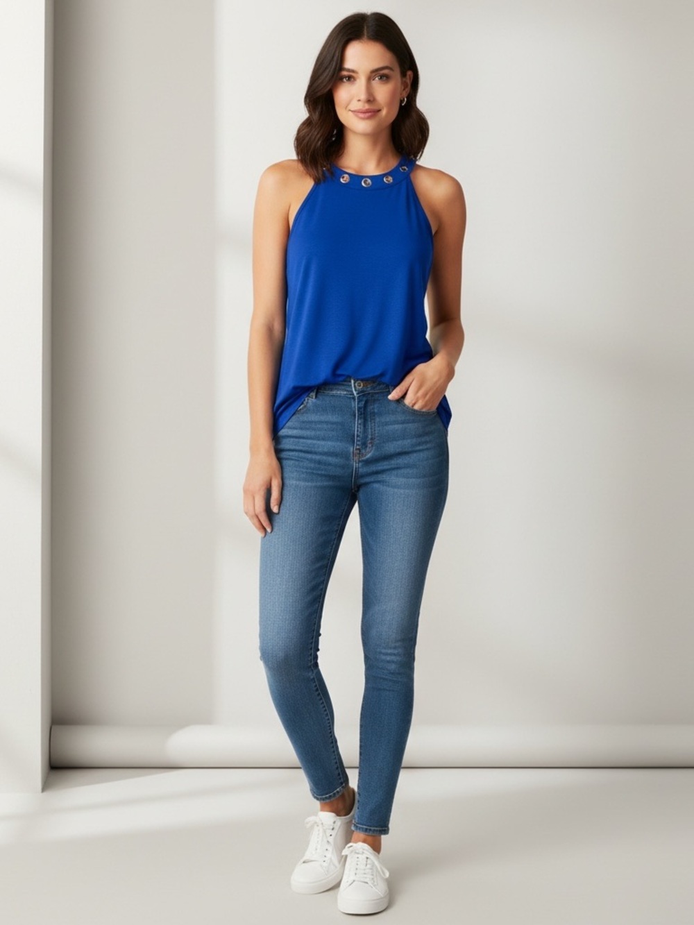 🌟Cable & Gauge Royal Blue Sleeveless Women Top Size M - NWT!